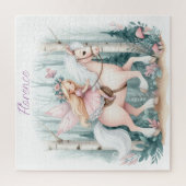 魅惑の森に乗る美しい妖精の少女 ジグソーパズル (縦)