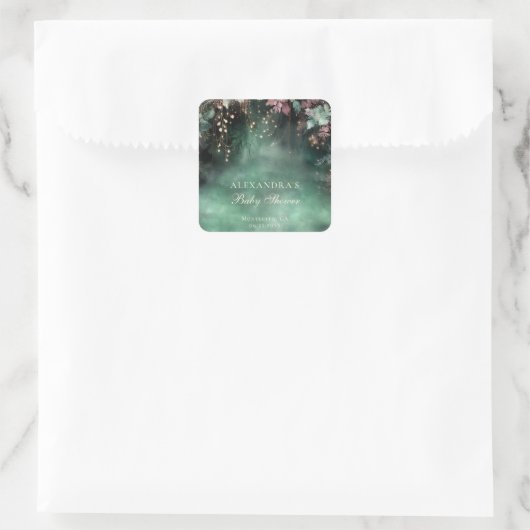 魅惑の森のアーチ赤ちゃんシャワー歓迎サイン スクエアシール (バッグ)