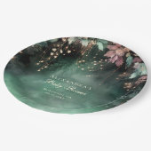 魅惑の森のアーチ赤ちゃんシャワー歓迎サイン ペーパープレート (アングル)