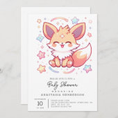 魅惑の森のキツネベビーシャワー 招待状 (正面/裏面)