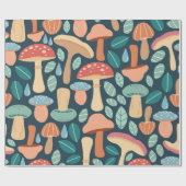 魅惑の森のキノコのパターン ラッピングペーパー (フラット)