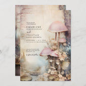 魅惑の森のキノコの結婚式 招待状 (正面/裏面)