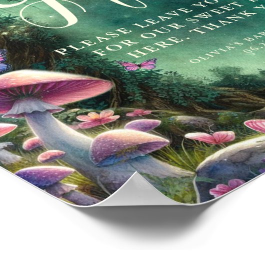 魅惑の森のキノコの贈り物サイン赤ちゃんシャワー ポスター (角)