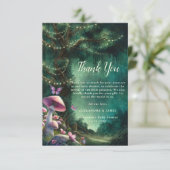 魅惑の森のキノコピンク緑の赤ちゃんシャワー サンキューカード (スタンド正面)