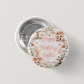 魅惑の森のキノコ少女の誕生日 缶バッジ (正面&裏面)