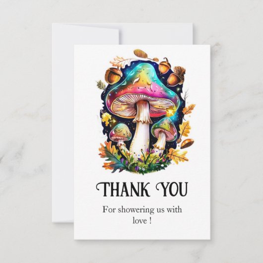 魅惑の森のキノコ赤ちゃんシャワー サンキューカード (正面)