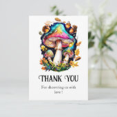 魅惑の森のキノコ赤ちゃんシャワー サンキューカード (スタンド正面)