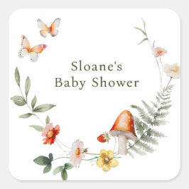 魅惑の森のキノコ赤ちゃんシャワー スクエアシール