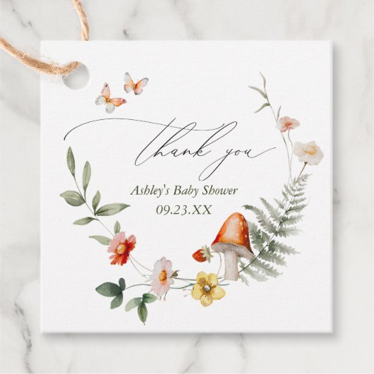 魅惑の森のキノコ赤ちゃんシャワー フェイバータグ (正面)