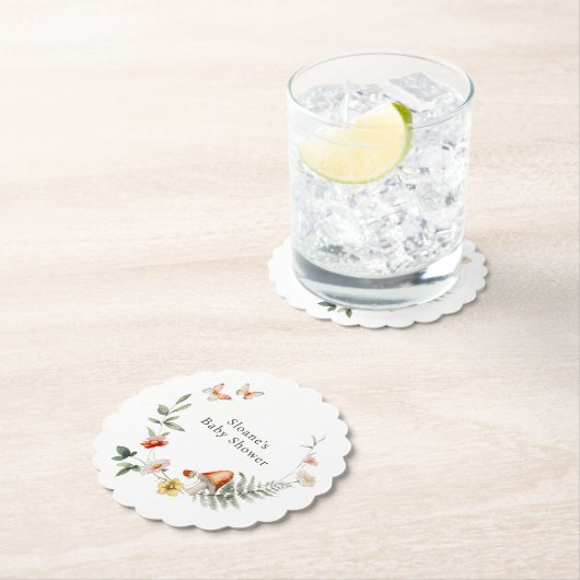 魅惑の森のキノコ赤ちゃんシャワー ペーパーコースター (インサイチュ)