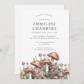 魅惑の森のキノコ赤ちゃんシャワー 招待状 (正面/裏面)