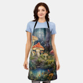 魅惑の森のキノコ | 神秘的なファンタジー エプロン (着用した状態)