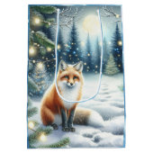 魅惑の森のクリスマスのキツネパーソナライズされた ミディアムペーパーバッグ (裏面)