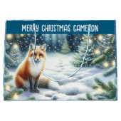 魅惑の森のクリスマスのキツネパーソナライズされた ラージペーパーバッグ (正面)