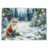 魅惑の森のクリスマスのキツネパーソナライズされた ラージペーパーバッグ (裏面)