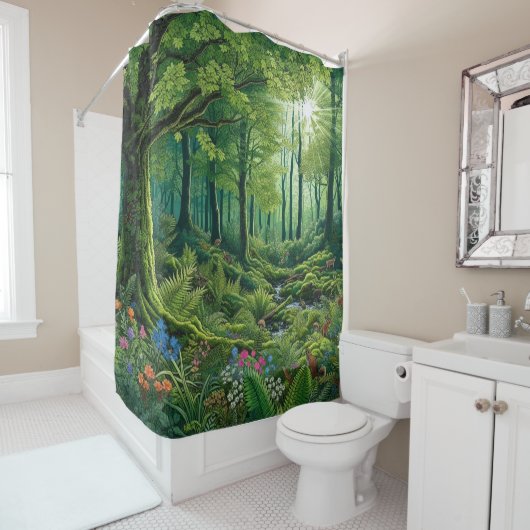 魅惑の森のシャワーカーテン シャワーカーテン (インサイチュ)