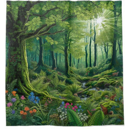 魅惑の森のシャワーカーテン シャワーカーテン