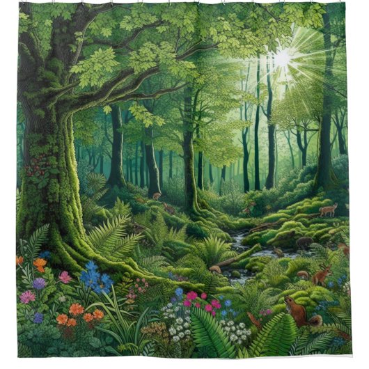 魅惑の森のシャワーカーテン シャワーカーテン (正面)