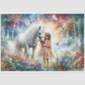 魅惑の森のデコパージュの少女と馬 薄葉紙 (正面)