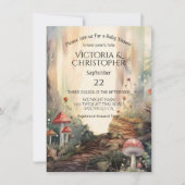 魅惑の森のトースツールキノコの赤ちゃんシャワー 招待状 (正面)