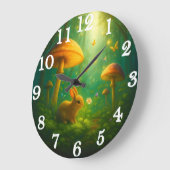 魅惑の森のバニーとキノコ ラージ壁時計 (傾斜)
