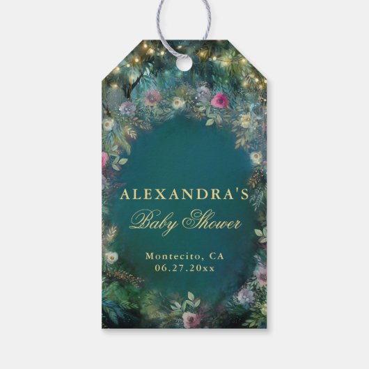 魅惑の森のバラ妖精の森の赤ちゃんシャワー ギフトタグ (裏面)