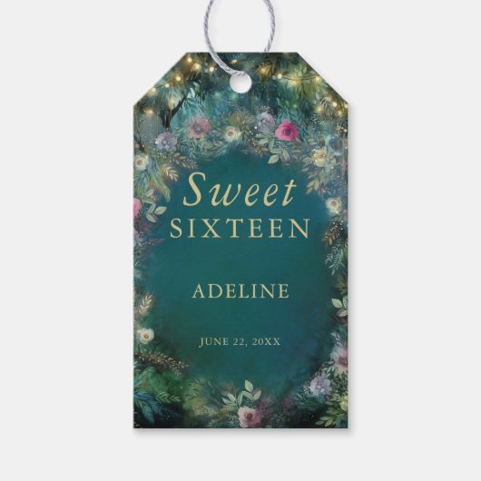 魅惑の森のバラ緑の妖精の森の名前 ギフトタグ (正面)