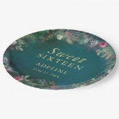 魅惑の森のバラ緑の妖精の森の名前 ペーパープレート (アングル)