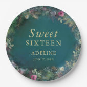 魅惑の森のバラ緑の妖精の森の名前 ペーパープレート (正面)