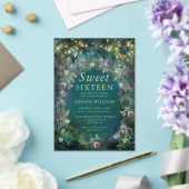 魅惑の森のバラ緑の魔法の甘い16 アクリル招待状 (インサイチュ (ウェディング))