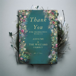 魅惑の森のバラ緑の魔法の甘い16 サンキューカード