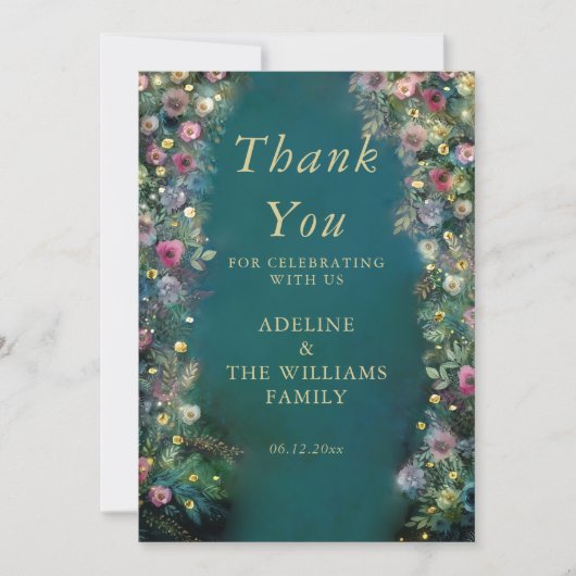 魅惑の森のバラ緑の魔法の甘い16 サンキューカード (正面)