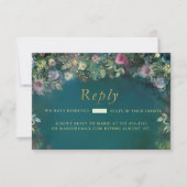 魅惑の森のバラ葉フェアリーウッドランドRSVP 出欠カード (正面)