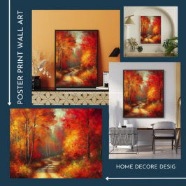 魅惑の森のパスのポスター赤い木ワンダーランド ポスター