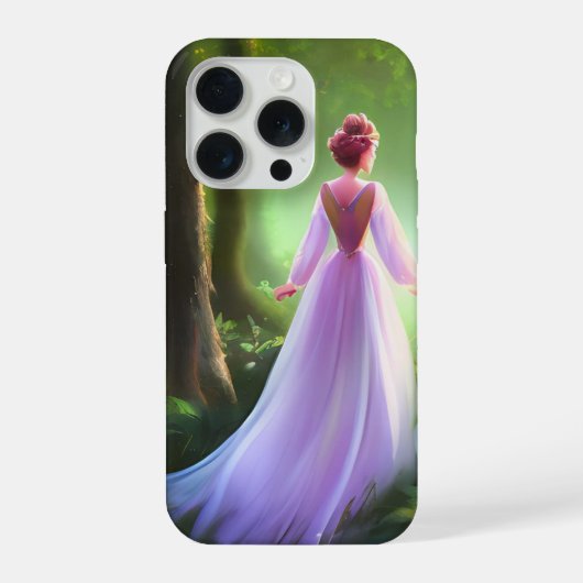 魅惑の森のプリンセス 紫のドレス 美意識 iPhoneケース (裏面)
