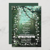 魅惑の森のライトカップル素朴のシャワー 招待状 (正面/裏面)