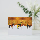 魅惑の森の三つ組:オリエンタルな鹿の芸術 ポストカード (スタンド正面)