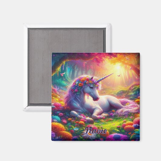 魅惑の森の中で一角鮮やかを休む マグネット (正面/裏面)