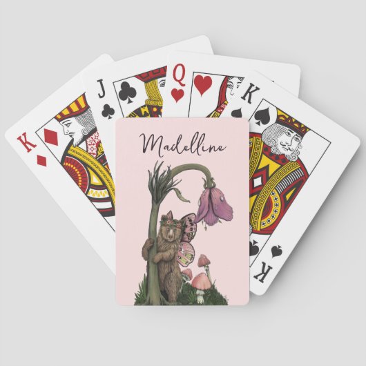 魅惑の森の中で可愛いピンクの白熊の妖精 トランプ (裏面)