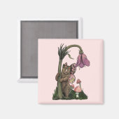 魅惑の森の中で可愛いピンクの白熊の妖精 マグネット (正面/裏面)