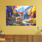 魅惑の森の中で愛らしいベビー鹿|過去記事 キャンバスプリント (インサイチュ (リビング))