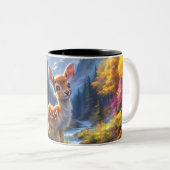 魅惑の森の中で愛らしいベビー鹿|過去記事 ツートーンマグカップ (正面右)