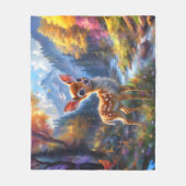 魅惑の森の中で愛らしいベビー鹿|過去記事 フリースブランケット (正面)