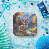 魅惑の森の中で愛らしいベビー鹿|過去記事 ペーパープレート (パーティー)