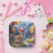 魅惑の森の中で愛らしいベビー鹿|過去記事 ペーパープレート (パーティー)