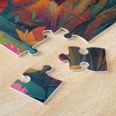 魅惑の森の中に座っている赤いパンダ ジグソーパズル (側面)