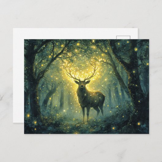 魅惑の森の中に立ち止まる ポストカード (正面/裏面)