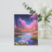 魅惑の森の中の虹の色の沼 ポストカード (スタンド正面)