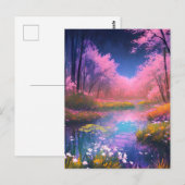 魅惑の森の中の虹の色の沼 ポストカード (正面/裏面)