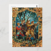 魅惑の森の中世の騎士 ポストカード (正面/裏面)